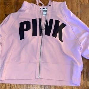 PINK cropped zip up